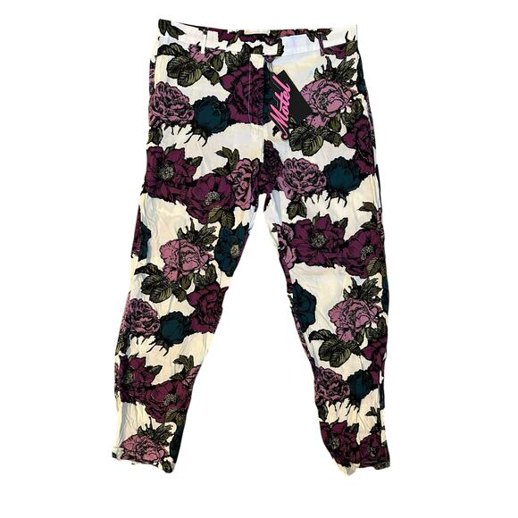 NWT Motel Rocks Women’s Bold Floral Printed Trouser Size L FestivalFit Y2KStyle - Picture 1 of 6